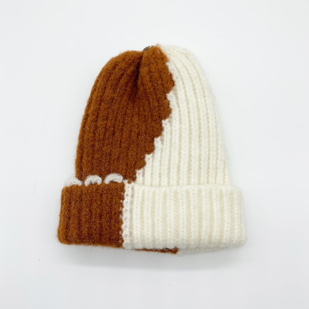 Majestic Filatures Deluxe Cuffed Beanie Hat for Baby in Rust and Cream